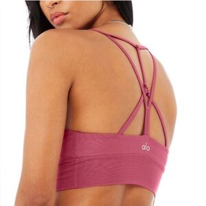 Alo Yoga Lavish Sports Bra in Raspberry Sorbet Pink Size Small